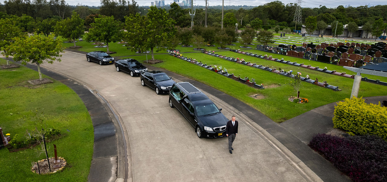 hearse at cemetary