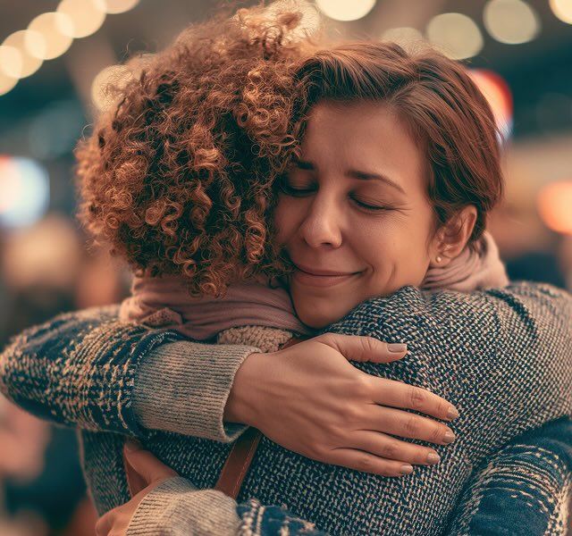 two women hugging