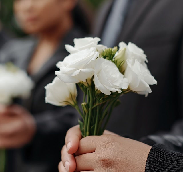 a person holding flowers